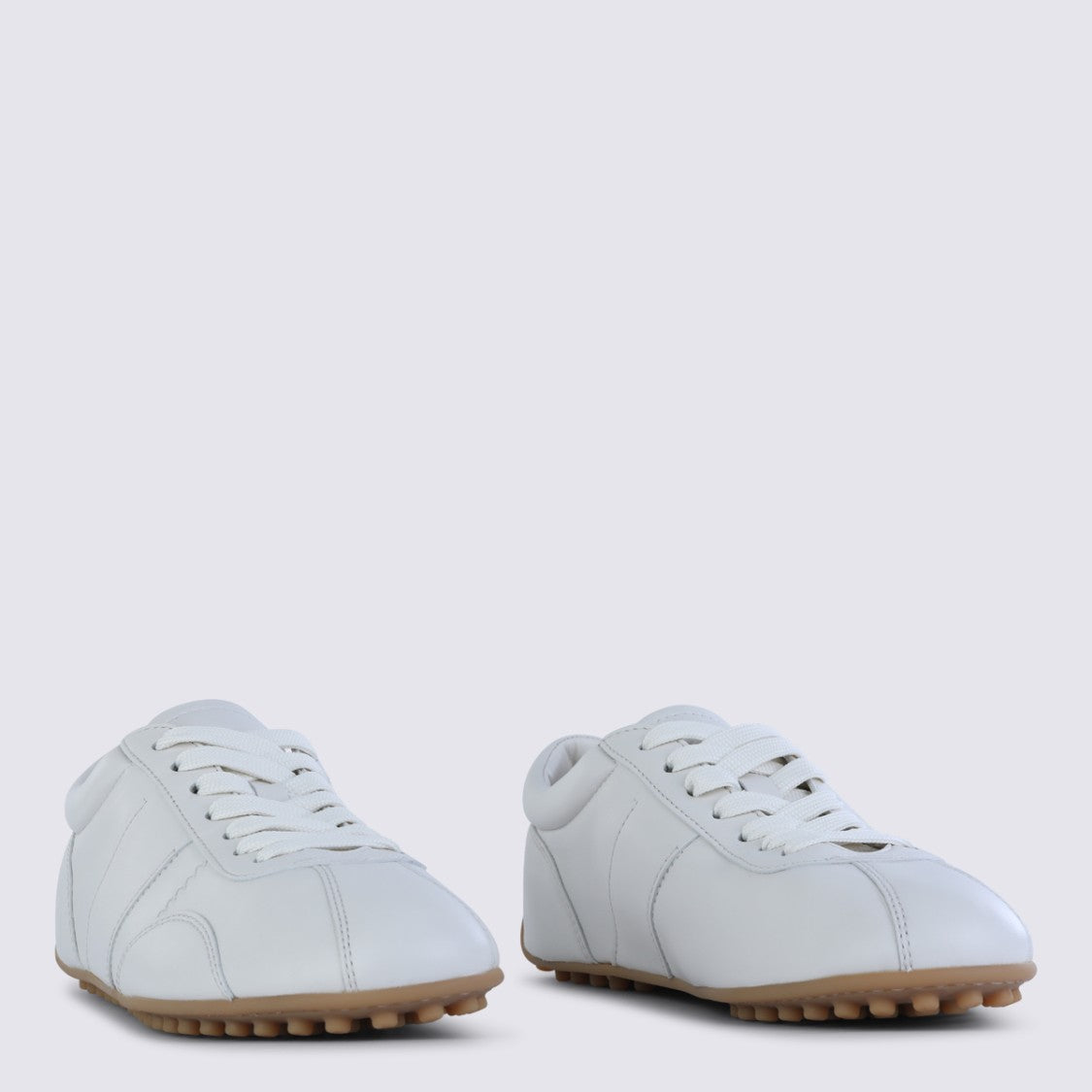 Tod's White Leather Sneakers With Lace-Up Closure