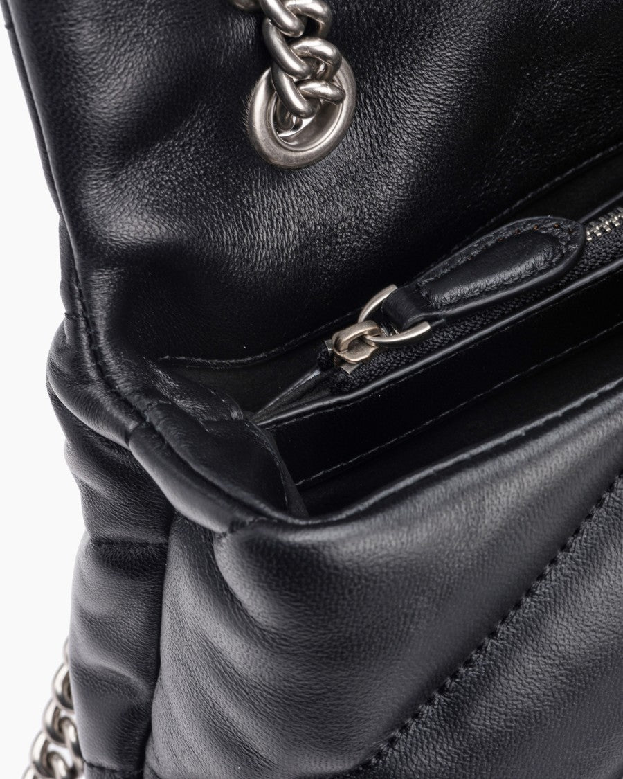 Pinko Black/Old Silver Love Bag Puff Medium Crossbody Bag