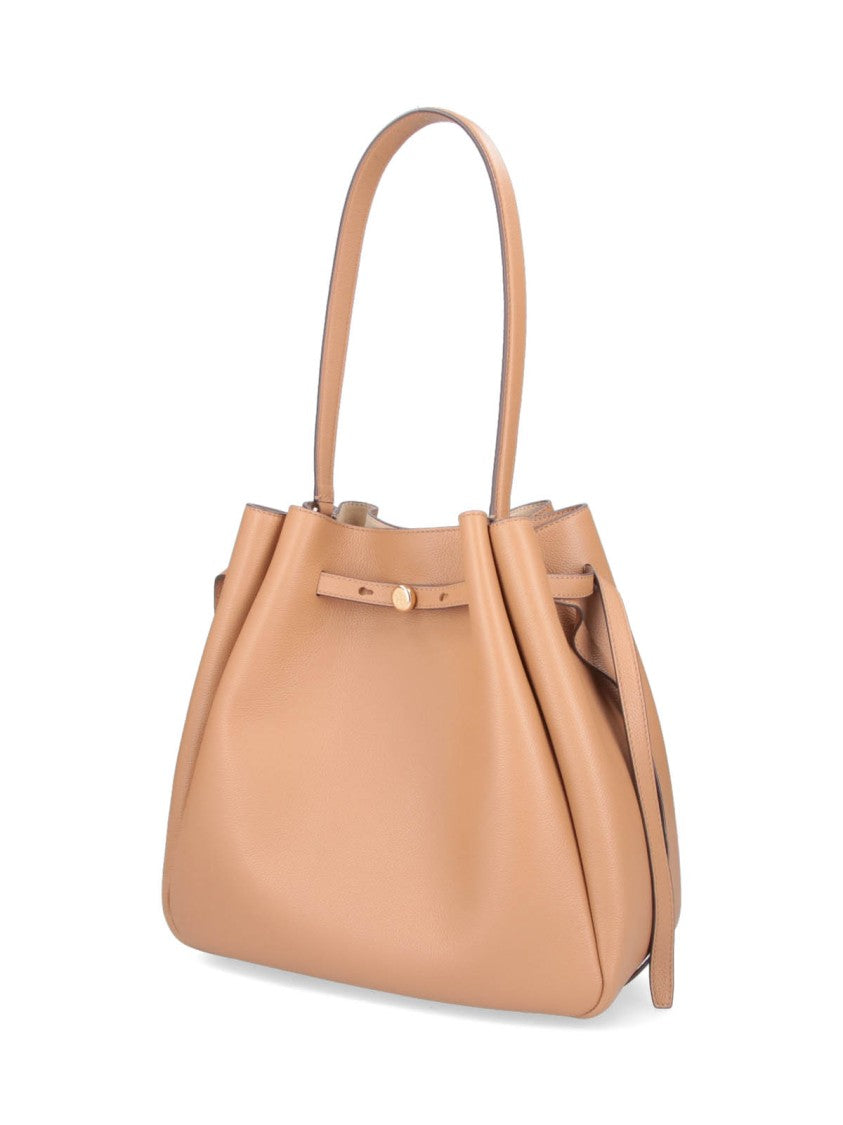 Tory Burch Beige Romy Large Leather Bucket Bag
