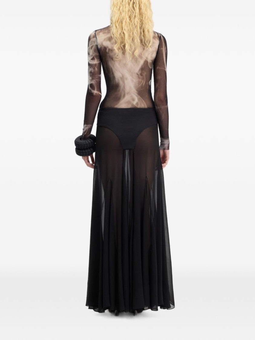 Jean Paul Gaultier Photorealistic Print Sheer Mesh Long-Sleeve Top