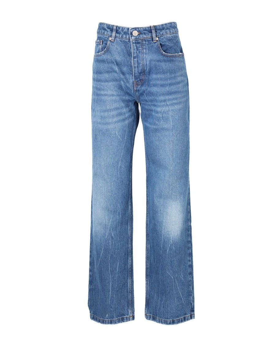Ami Straight Fit Denim Jeans With Classic Waist