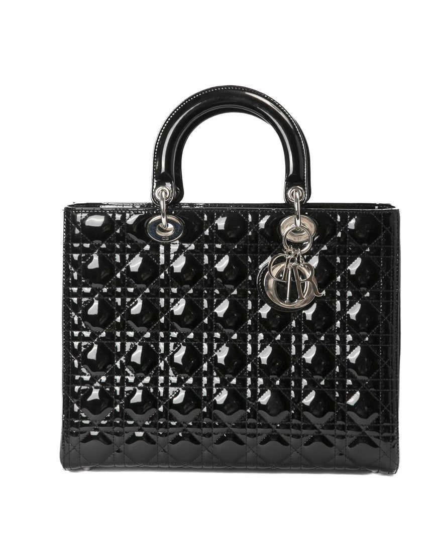 Dior Large Vintage Cannage Handbag With Silver-Tone Hardware