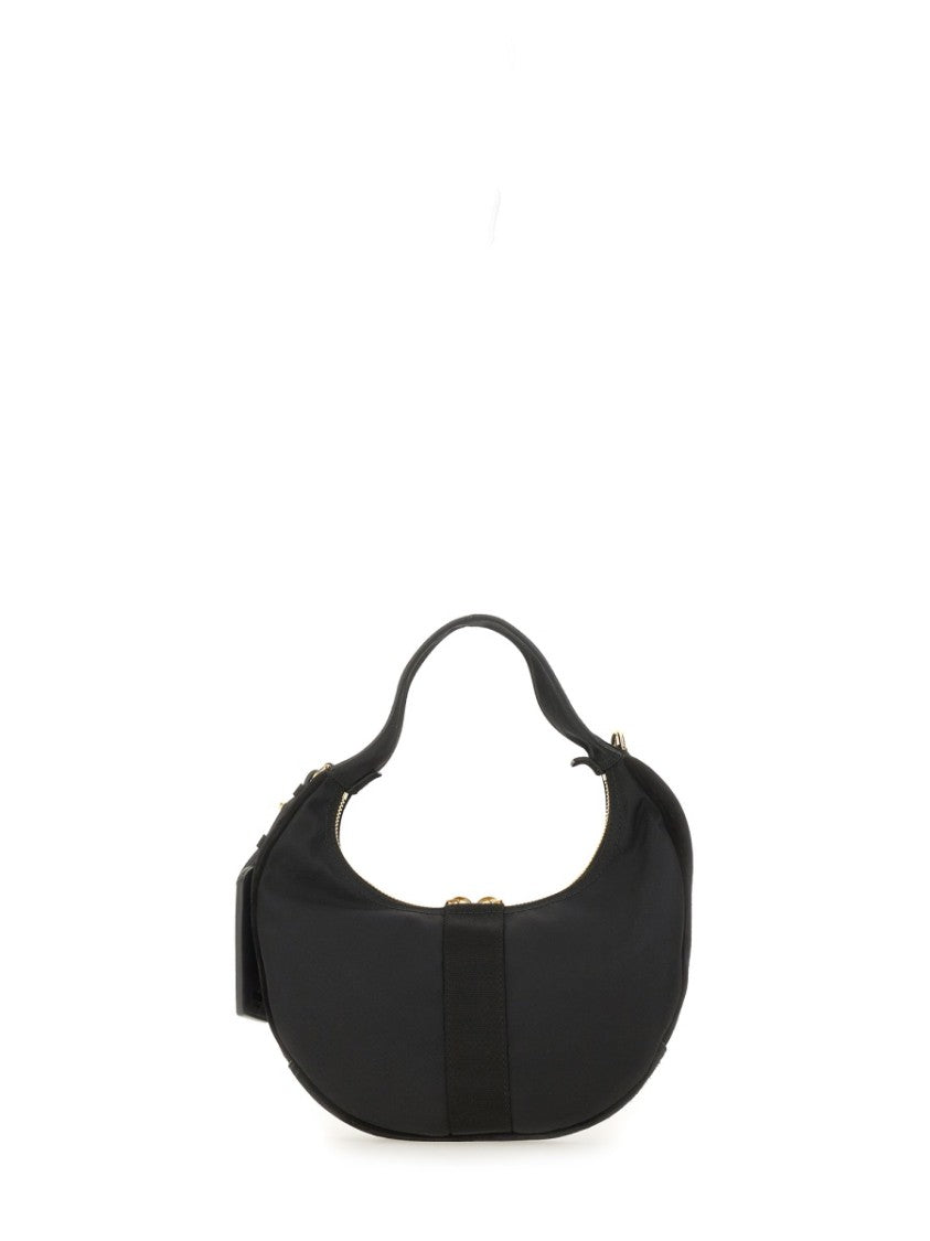 Moschino Crescent-Shaped Handbag With Gold-Tone Accents