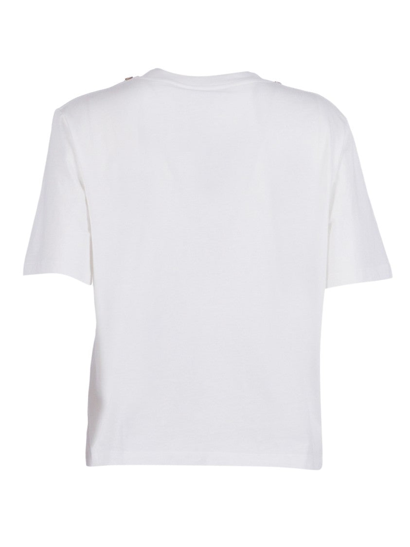 Ermanno Scervino Cropped White Gemstone T-Shirt