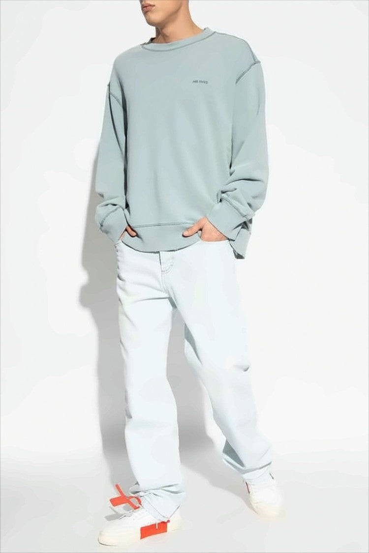 Ami Relaxed-Fit Long-Sleeve Cotton Top With Subtle Logo