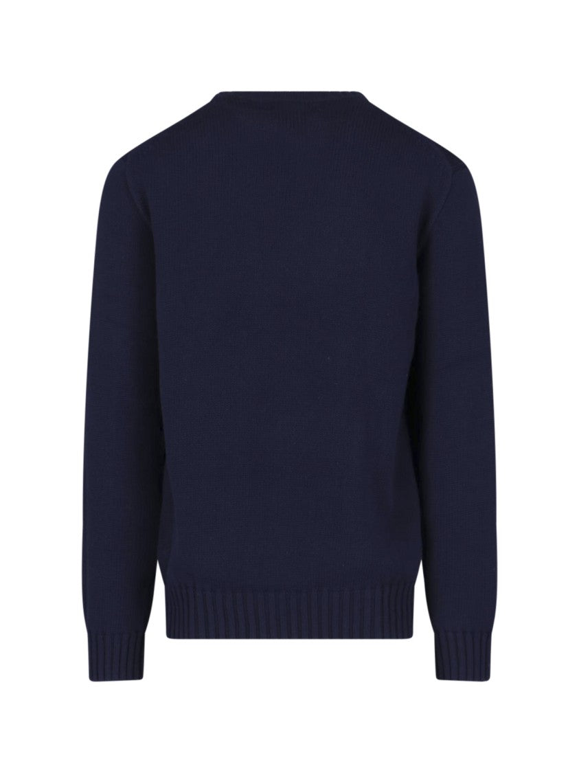 Polo Ralph Lauren Navy Blue Flag Crewneck Cotton Sweater