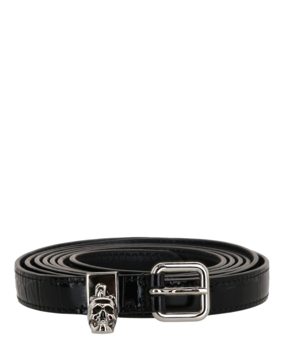 Alexander Mcqueen Skull Croc Embossed Double Belt