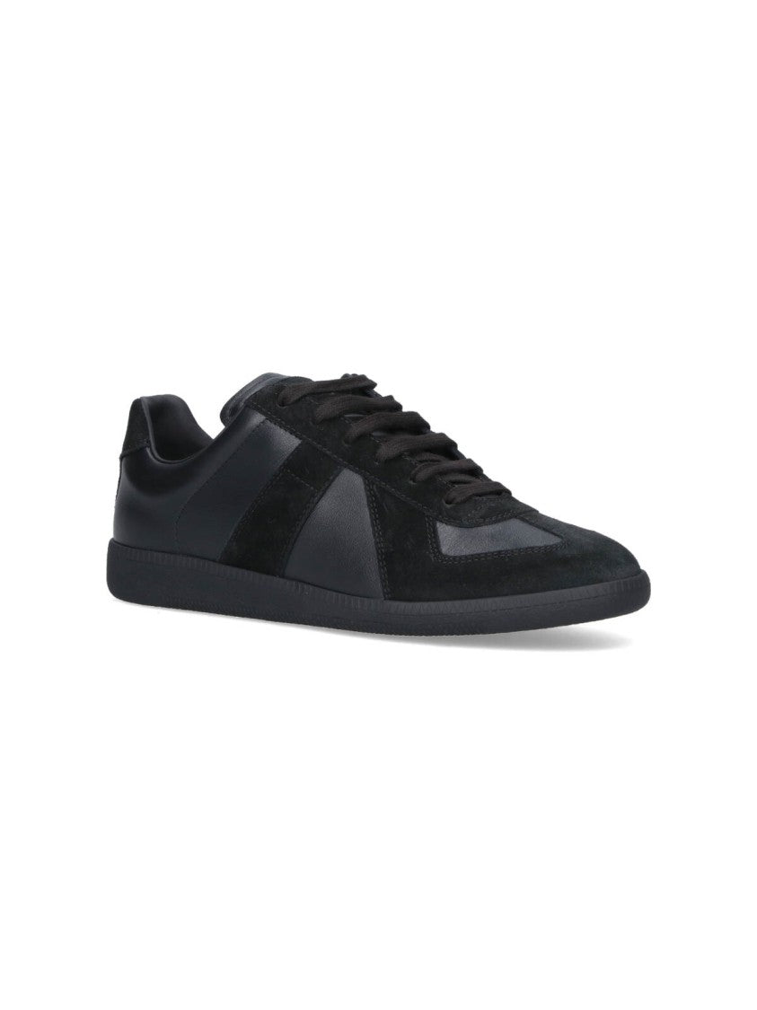 Maison Margiela Black Replica Suede Panel Leather Sneakers