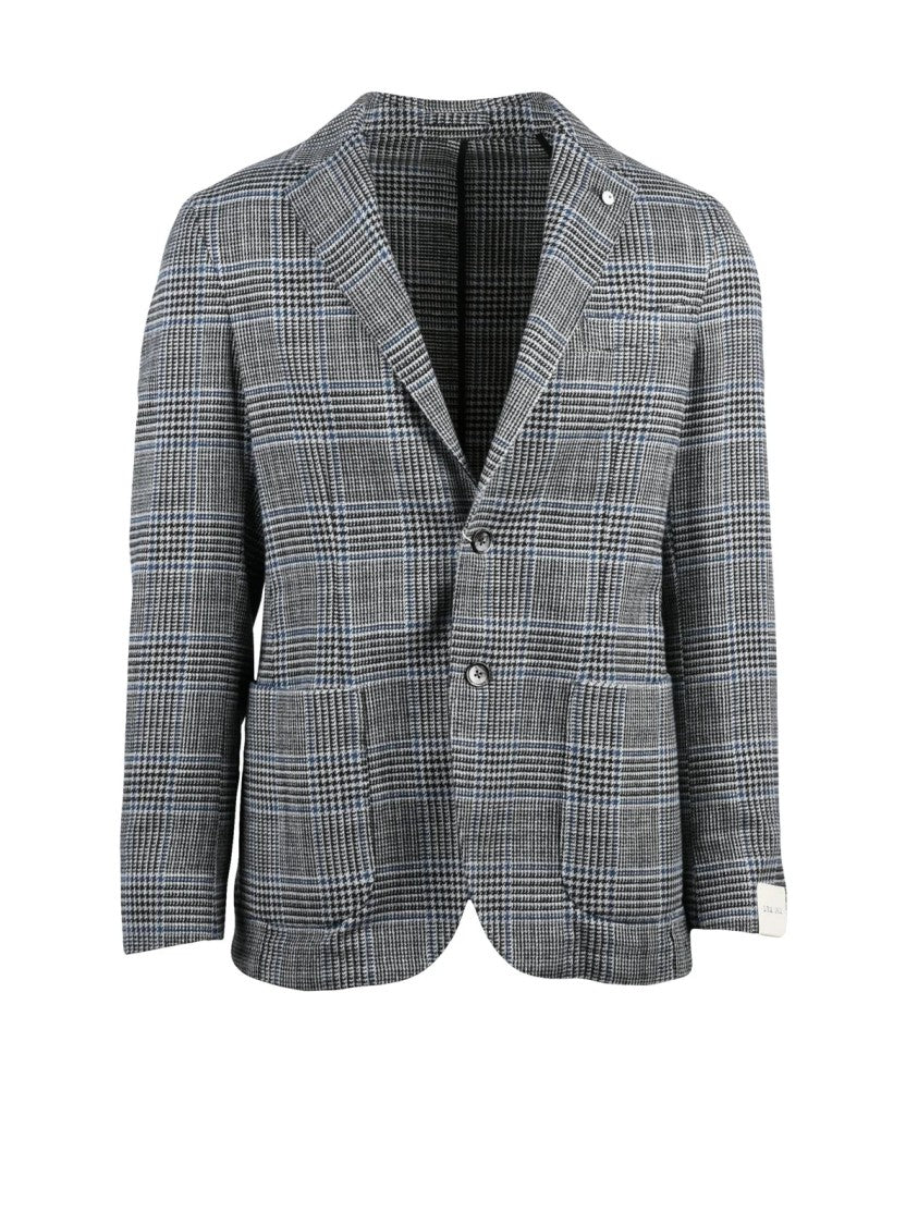 L.B.M. 1911 Checkered Cotton Blazer With Notch Lapels And Unlined Interior