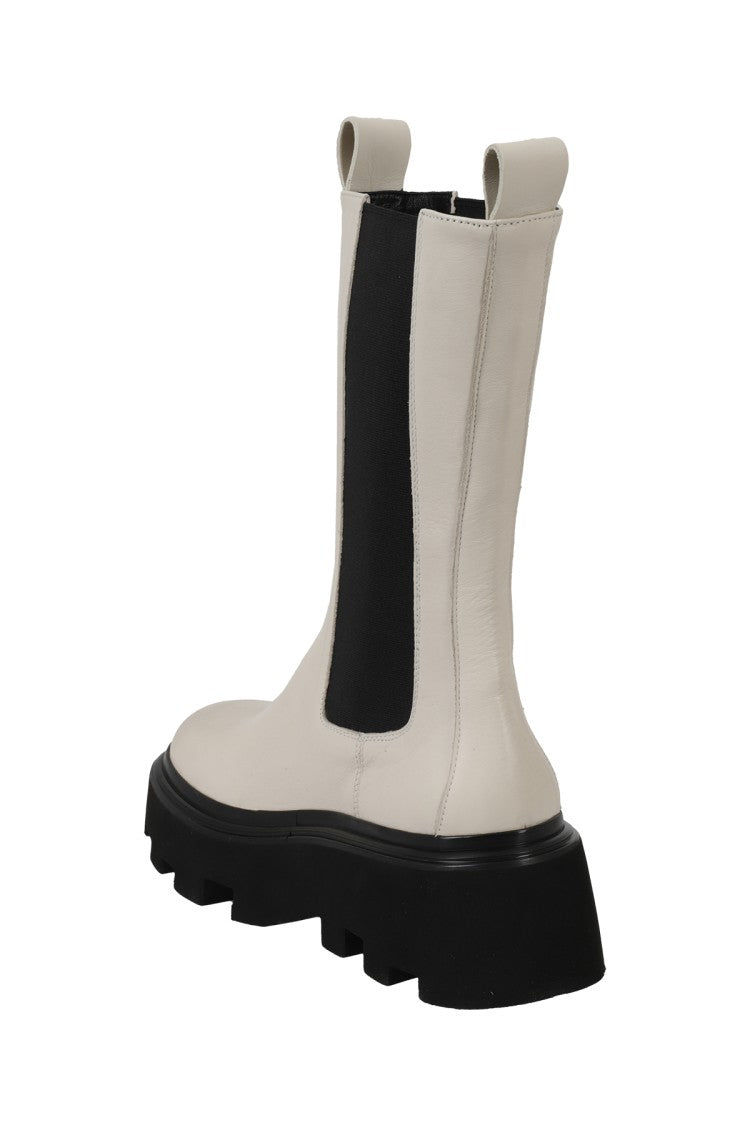 Elena Iachi High White Leather Boots