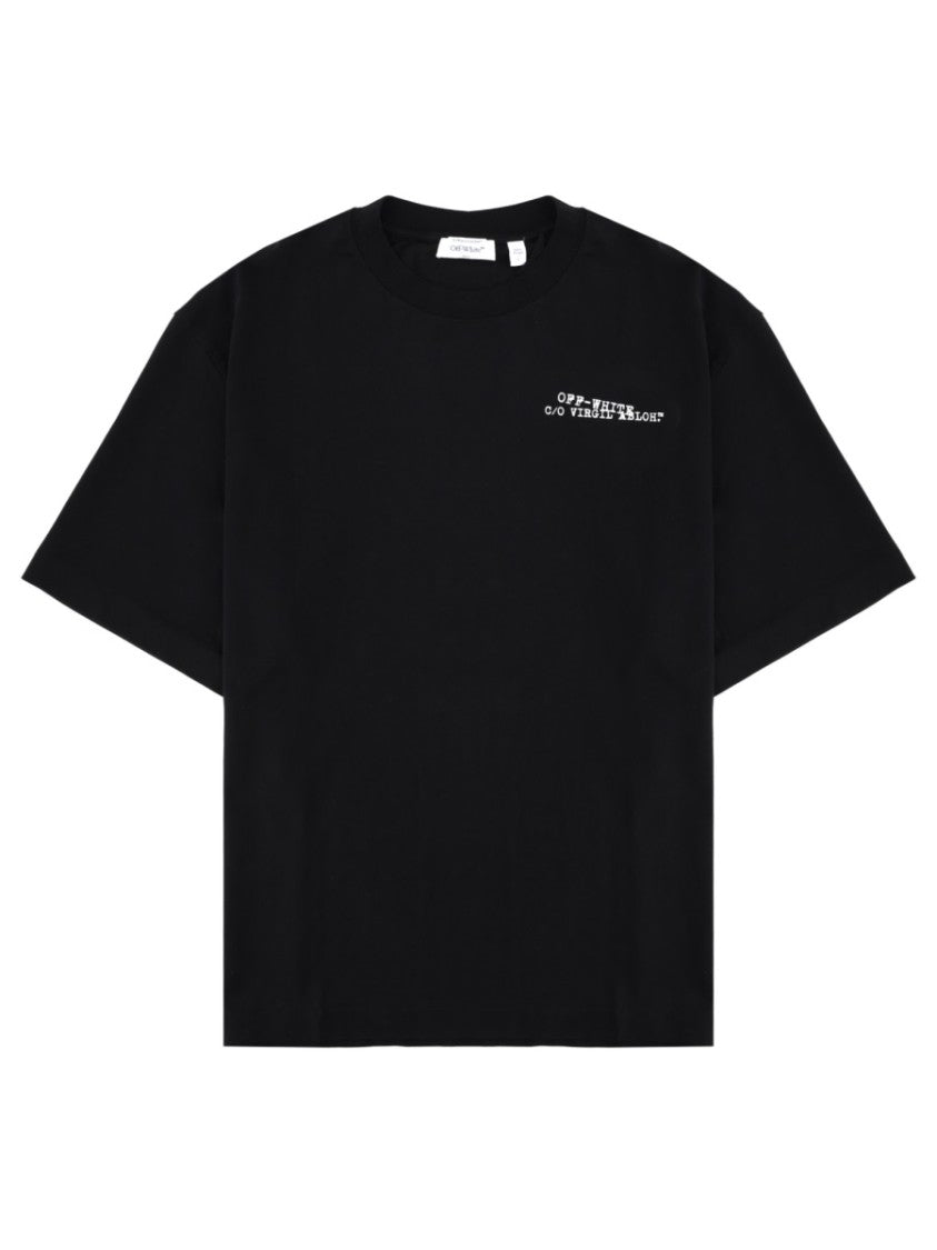 Off-White Black Abstract Graphic Cotton T-Shirt