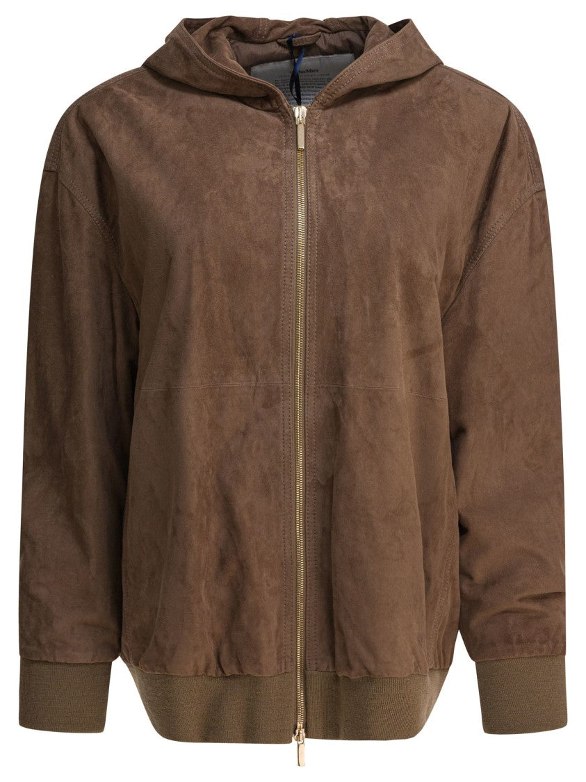 Max Mara Brown Suede Jacket With Relaxed Fit