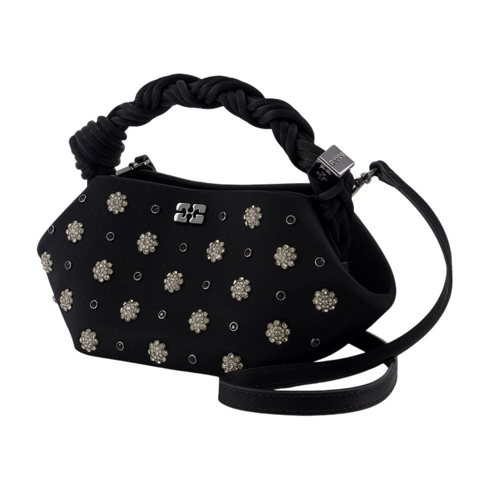 Ganni Bou Mini Flower Stud Purse - Leather - Black