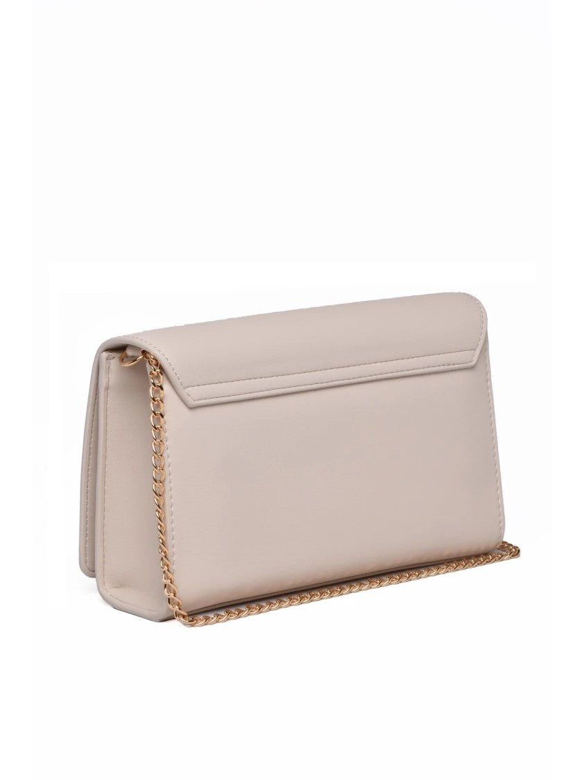 Love Moschino Crossbody Bag With Metallic Lettering And Chain Strap