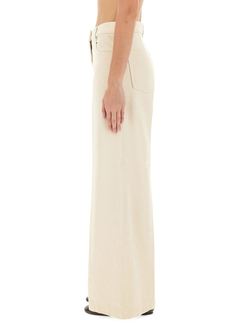 Aspesi High-Waisted Wide-Leg Pants With Belt Loops And Seam Details