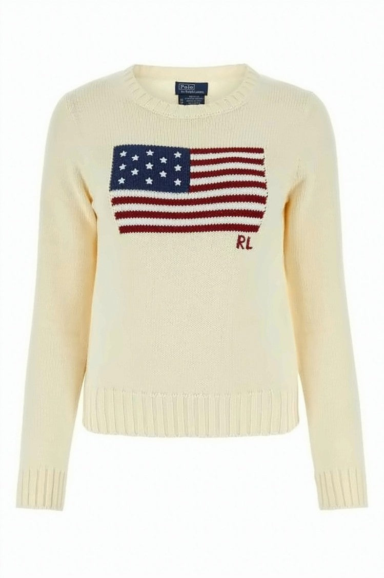 Polo Ralph Lauren Iconic Flag Sweater With Ribbed Detailing