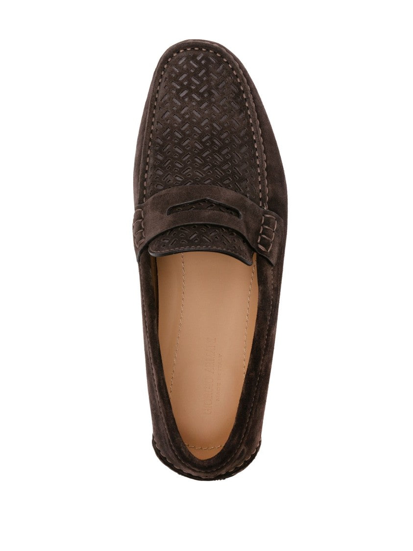 Giorgio Armani Closed Design Loafers With Perforated Detailing