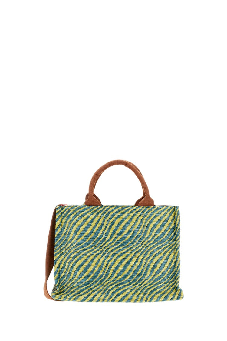 Marni Small Tote Bag With Vibrant Wavy Pattern And Versatile Handles