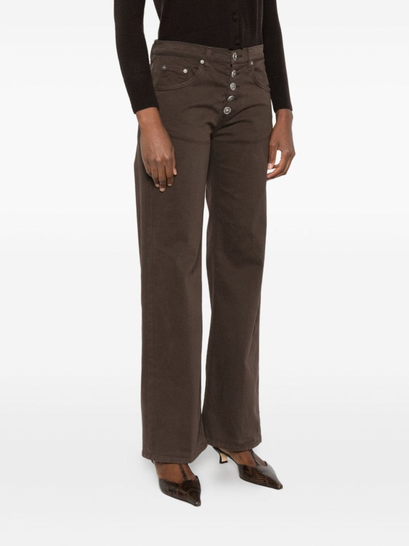 Dondup High-Rise Wide-Leg Jeans With Button Fly Closure