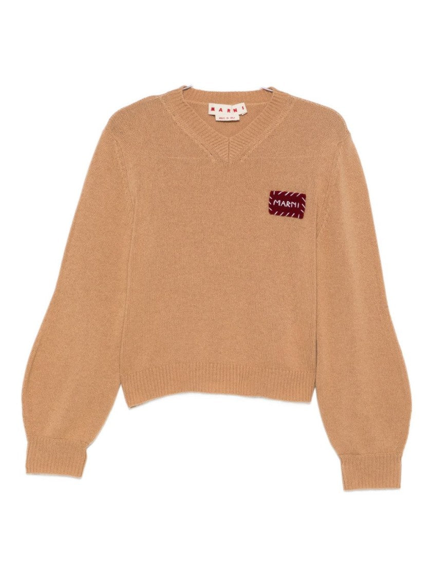 Marni Cashmere Knit Sweater With V-Neckline