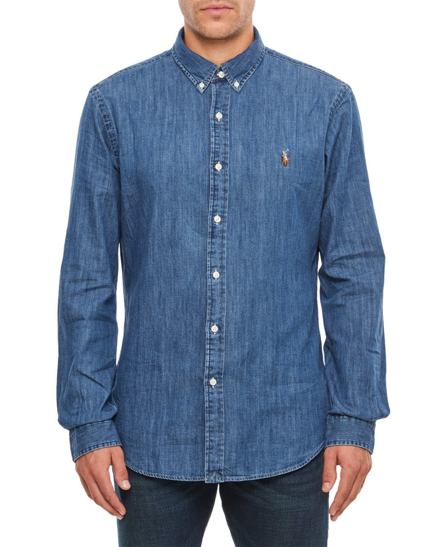 Polo Ralph Lauren Classic Button-Down Denim Shirt With Embroidered Logo