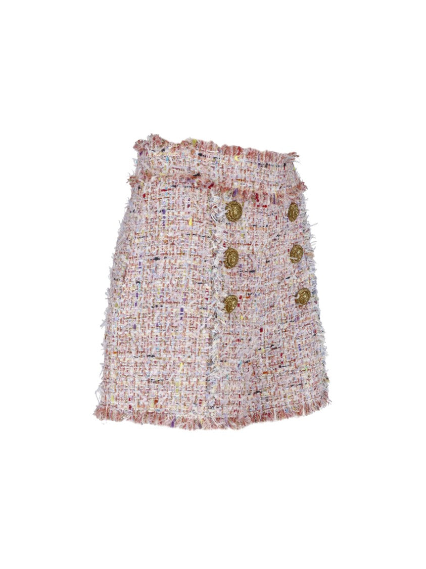 Balmain Multicolor High Waist Tweed Shorts