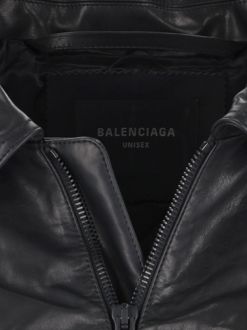 Balenciaga Leather Zip Jacket Black