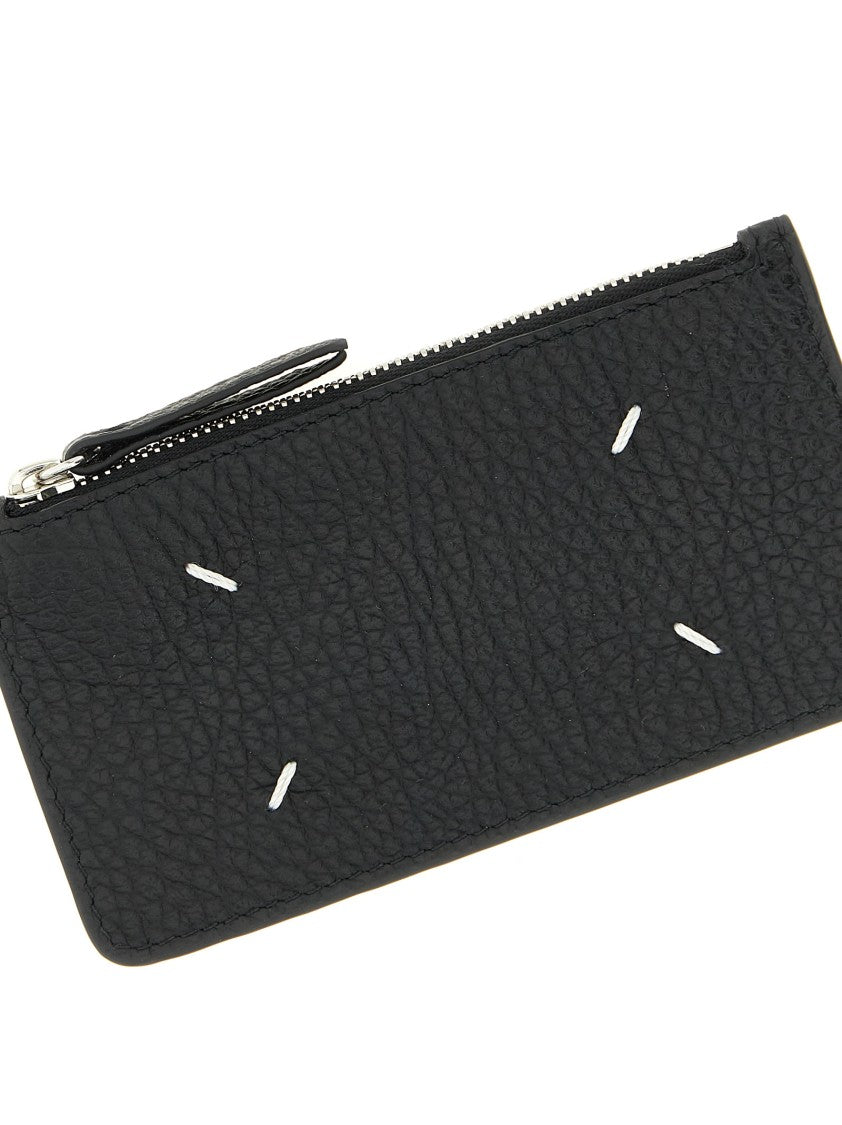 Maison Margiela Textured Tumbled Leather Zipped Cardholder