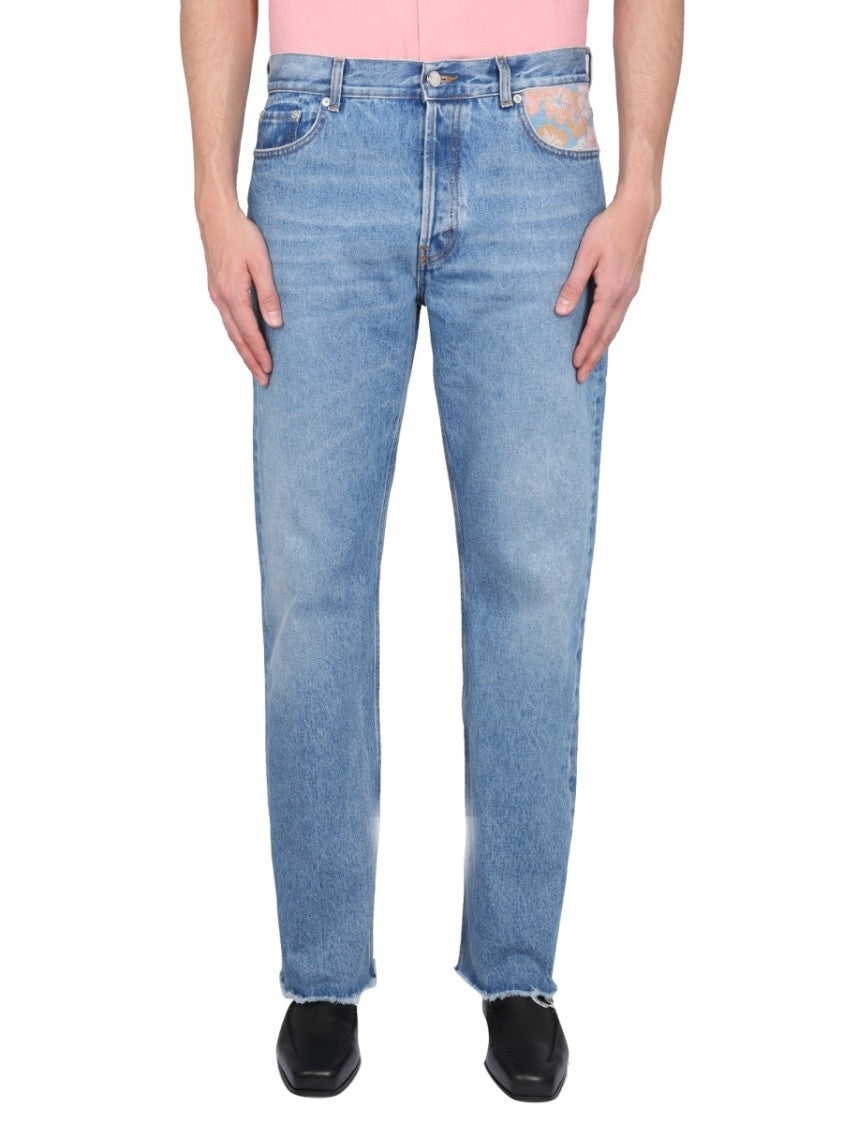 Séfr Light-Wash Jeans With Distressed Hem