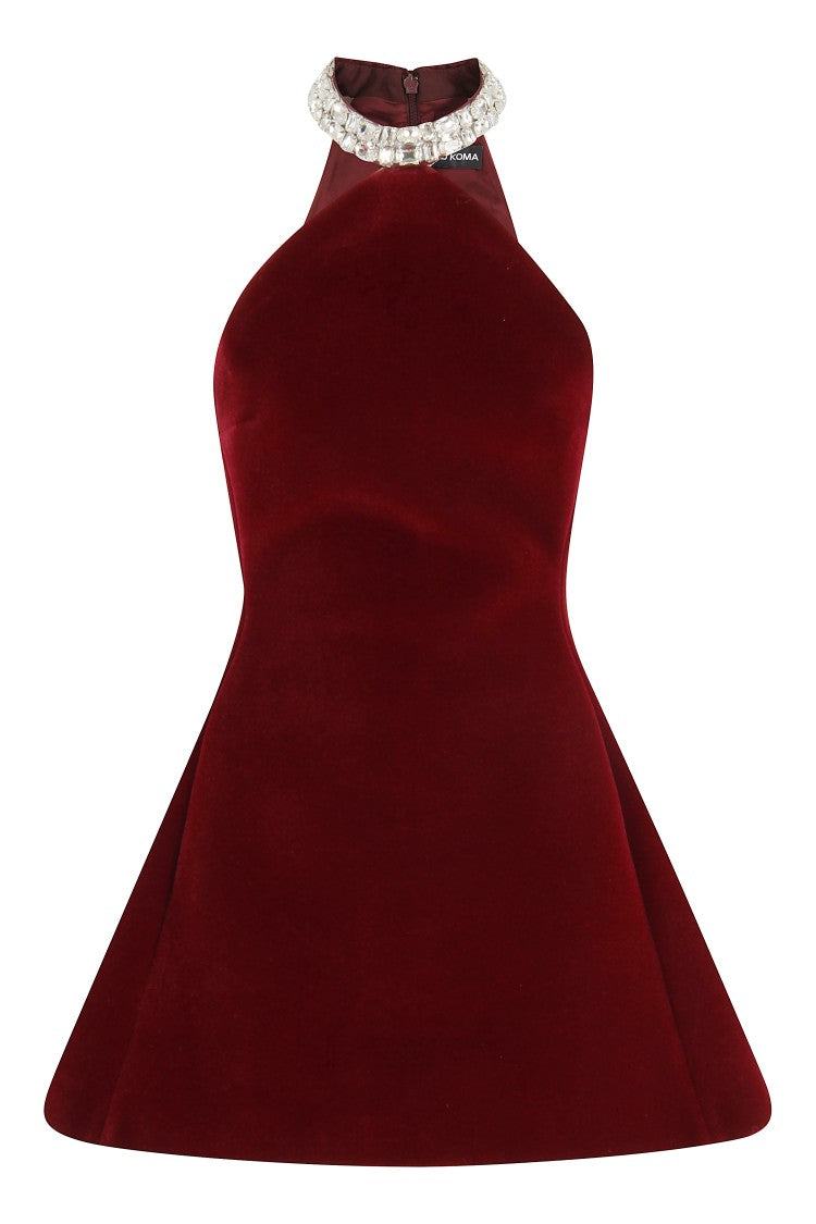 David Koma Sleeveless Velvet Mini Dress