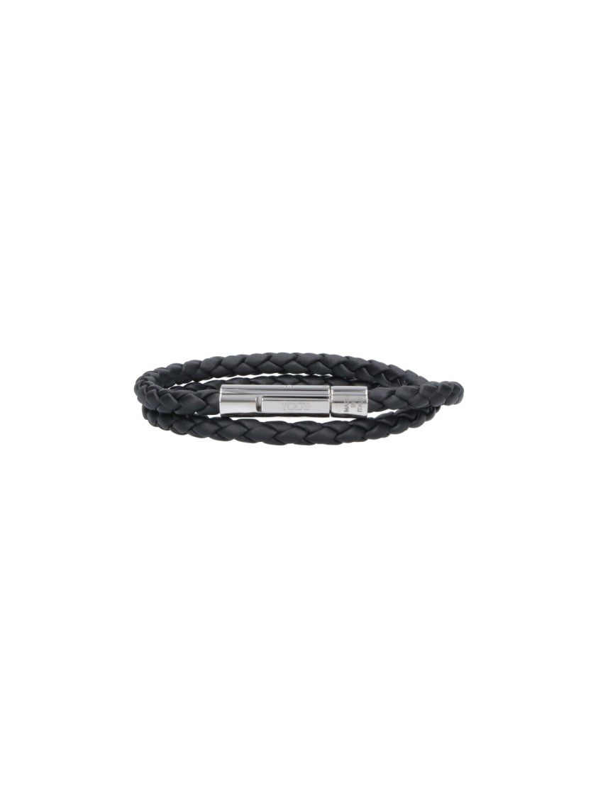 Tod's Black Mycolors Braided Leather Bracelet