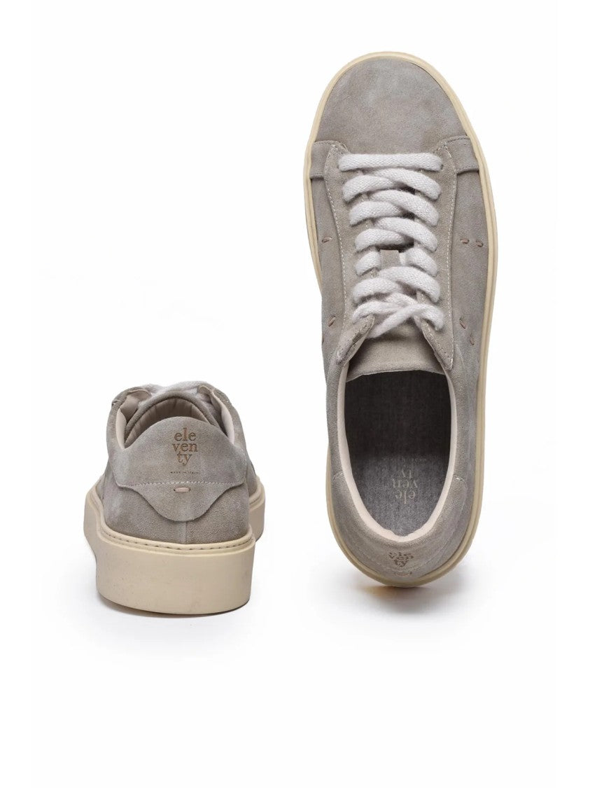 Eleventy Sage Green Lace-Up Suede Low-Top Sneakers