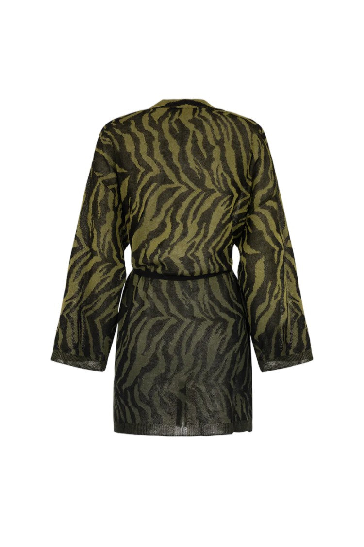 Akep Wavy Pattern Wide Sleeves Short Cardigan