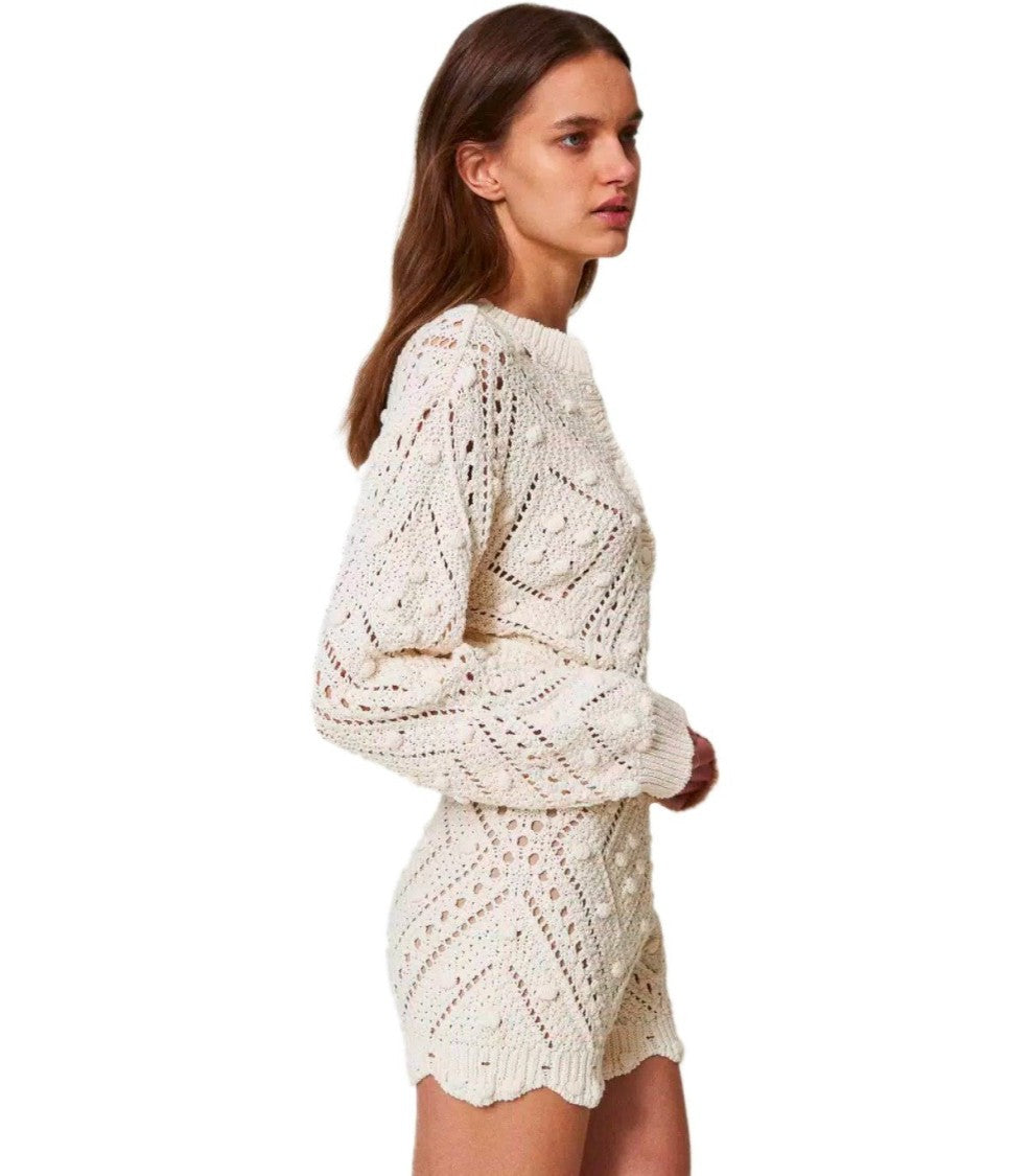 Twin-Set Light Natural Cropped Cardigan