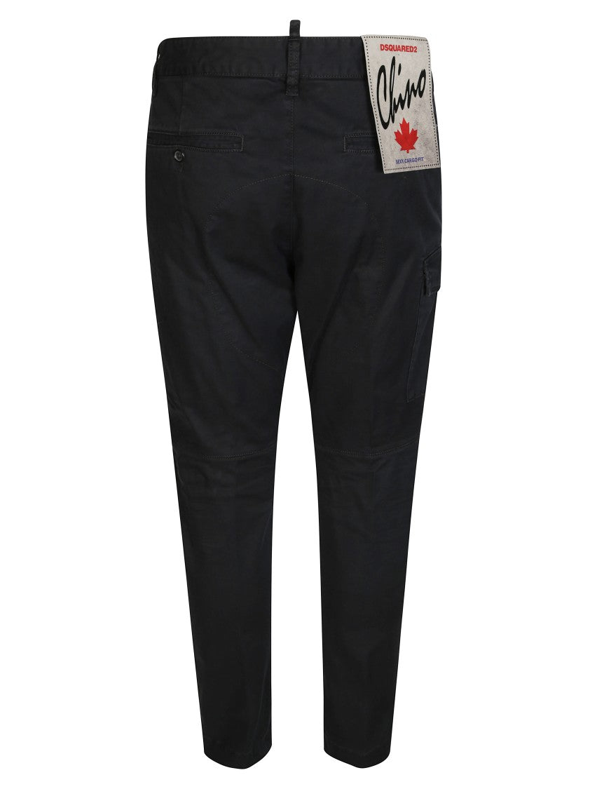 Dsquared2 Tapered Black Pants With Multiple Pockets