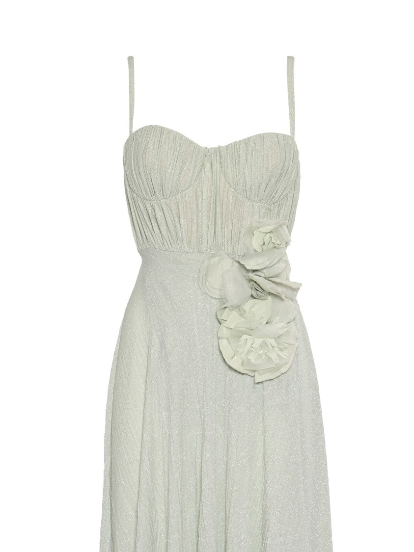 Elisabetta Franchi Sweetheart Maxi Dress With Floral Embellishments