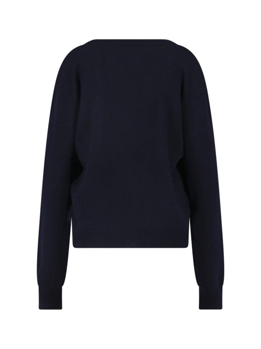 Extreme Cashmere Blue Ben Long-Sleeve Ribbed V-Neck Cashmere Sweater