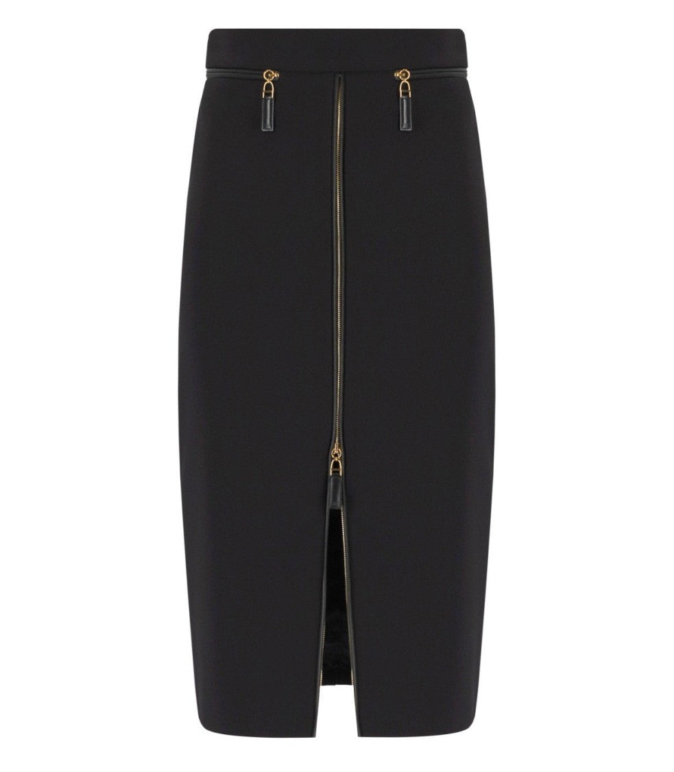 Elisabetta Franchi Black Zipped Midi Skirt