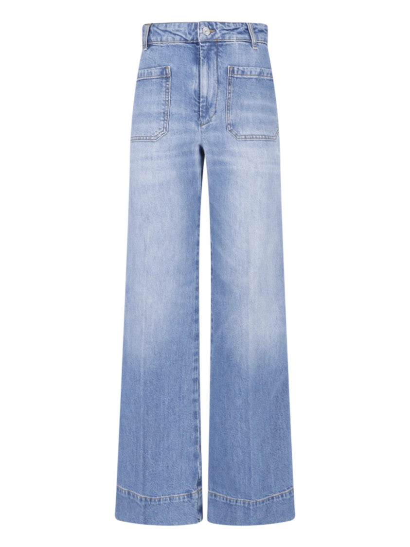 Victoria Beckham Wide-Leg High-Waisted Jeans With Logo Detail