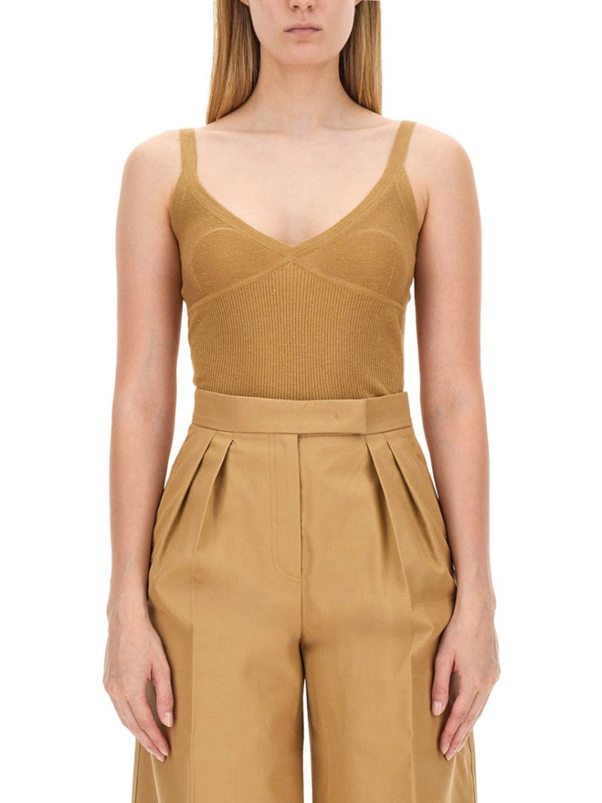 Max Mara Refined Slim Fit Top In Silk-Cashmere Blend