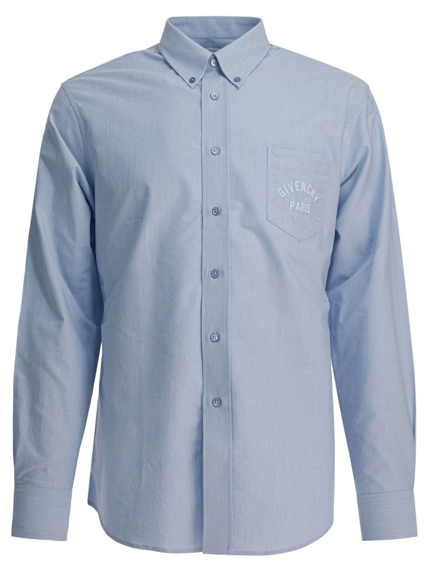Givenchy Button-Down Collar Cotton Shirt With Signature Logo