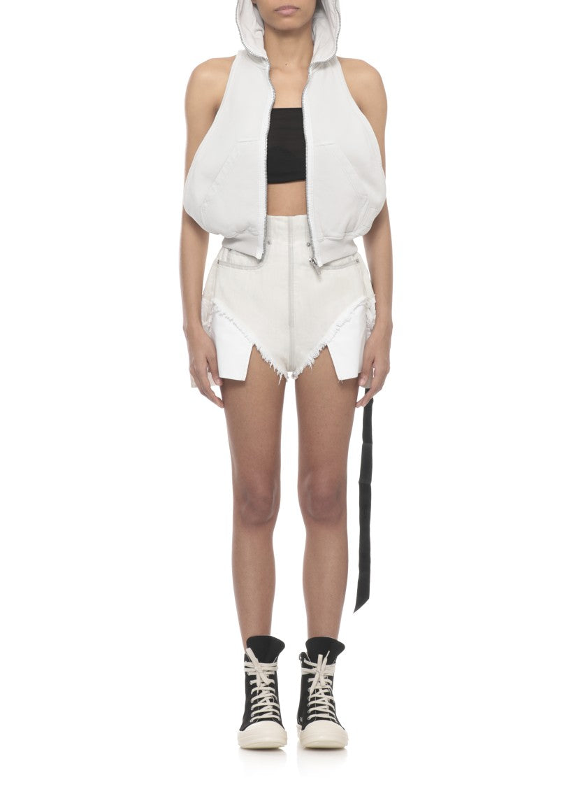 Drkshdw By Rick Owens Ivory Cyclops Sleeveless Zip Hoodie