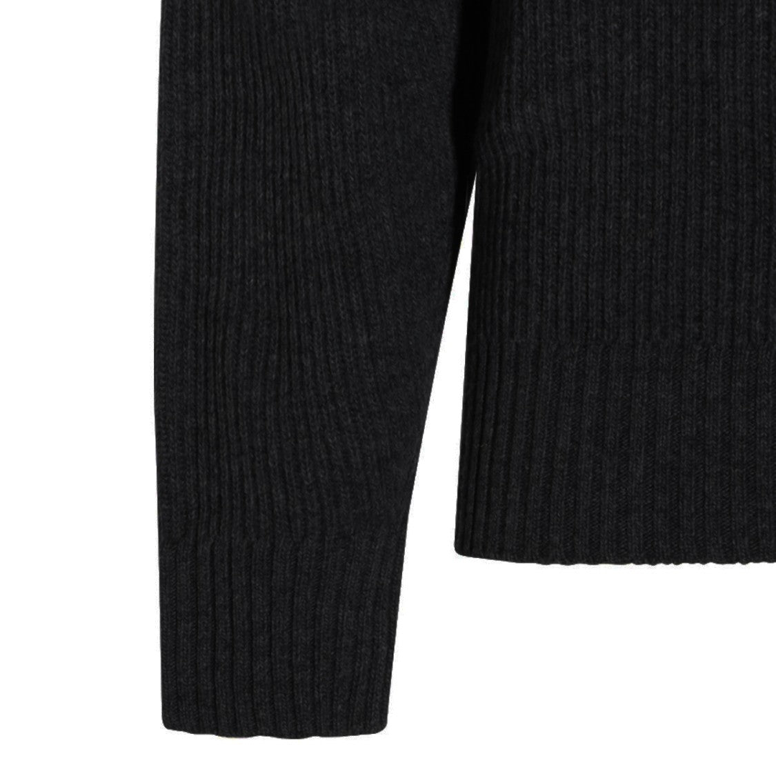 Altea Ribbed Black Virgin Wool Sweater With Classic Fit