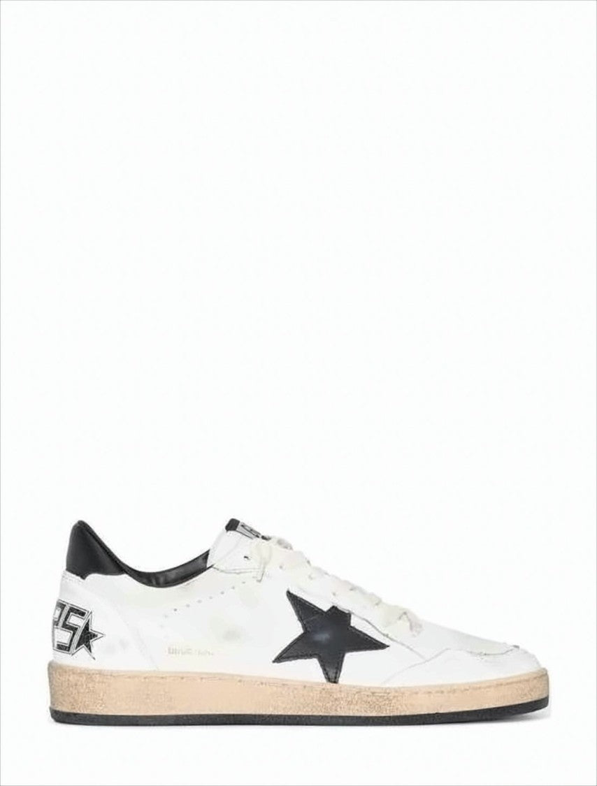 Golden Goose Worn-In White Leather Sneakers With Black Star Detail