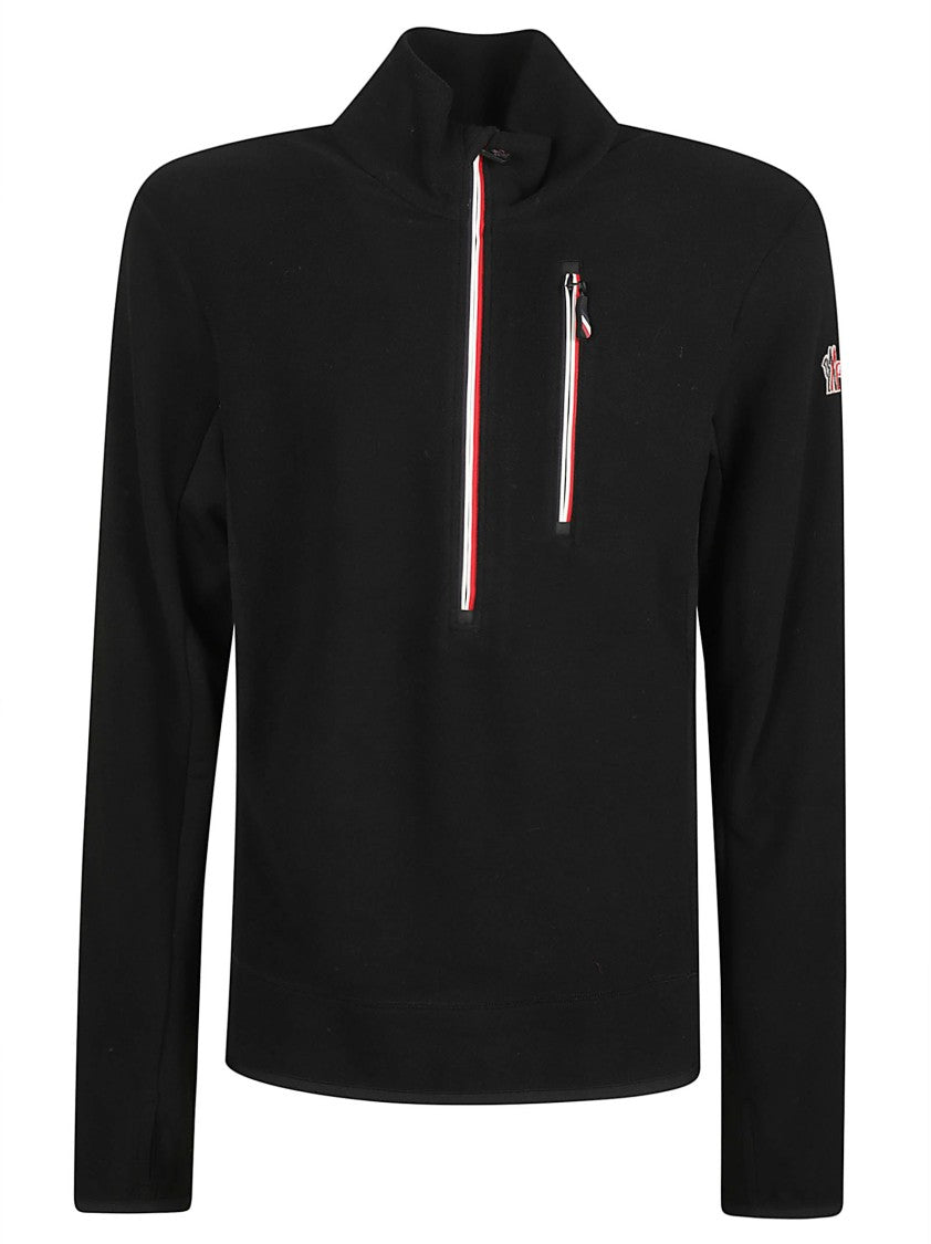 Moncler Grenoble Half-Zip Zipper Chest Pocket Turtleneck Sweater