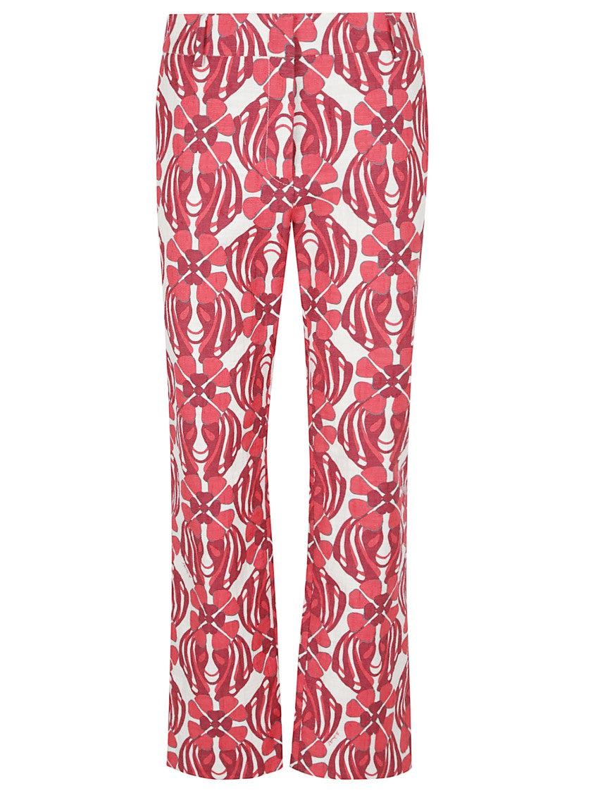 La Double J Flared Trousers With Floral Pattern