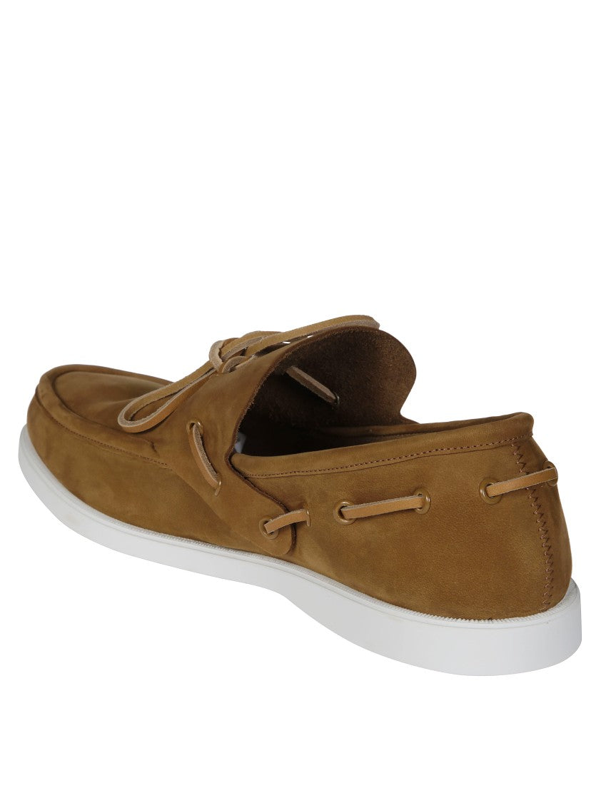 Marni Brown Leather Mocassini With Lacing Detail