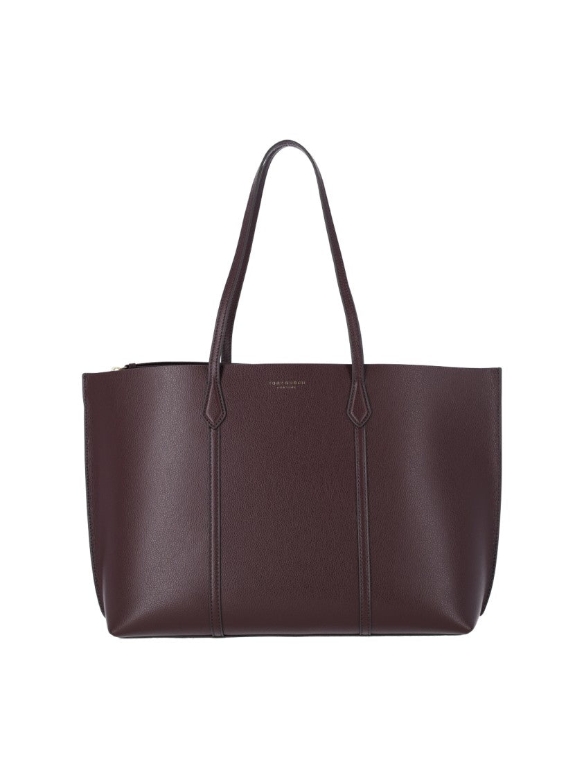 Tory Burch Burgundy Perry Embossed Logo Tote Bag