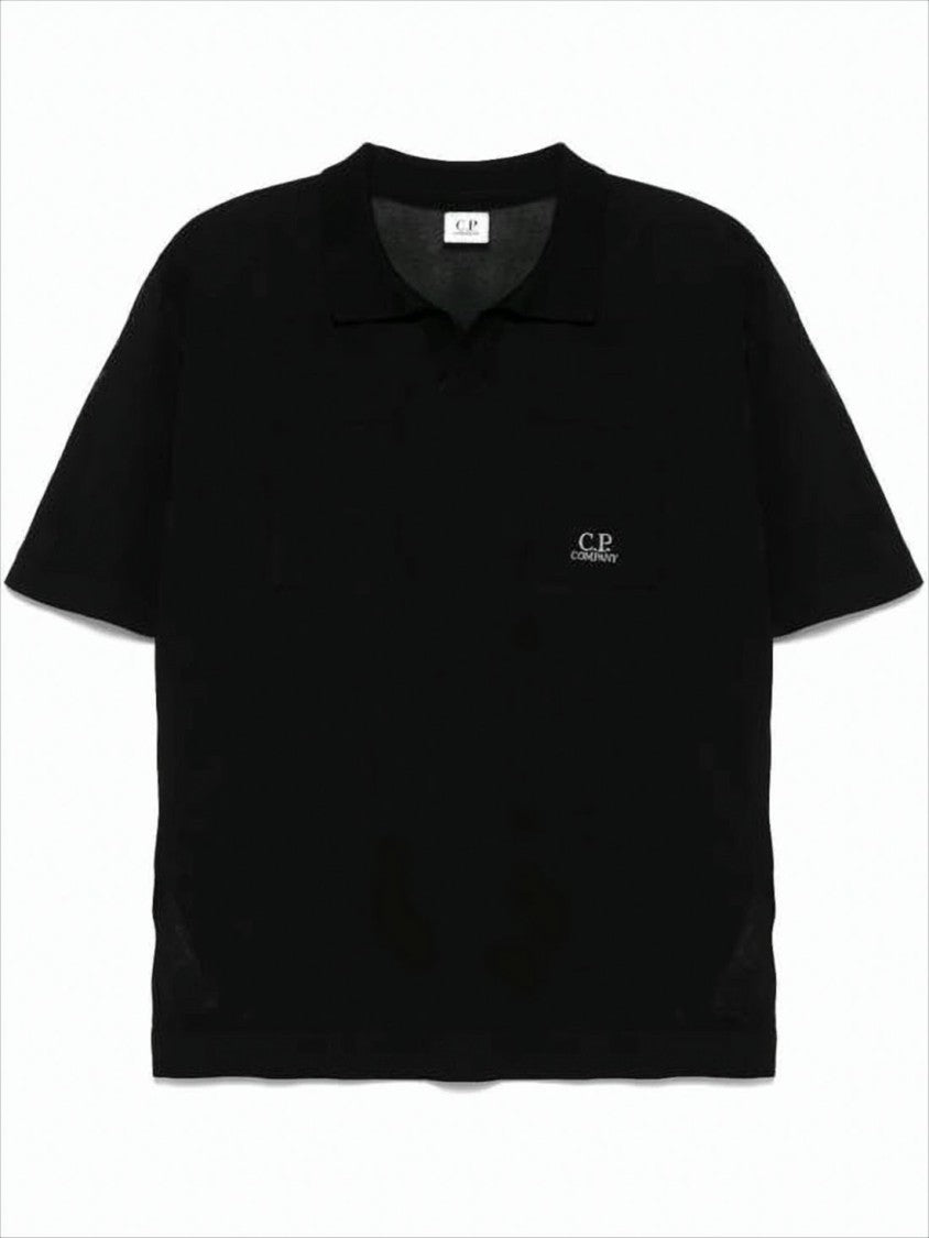 C.P. Company Relaxed-Fit Short-Sleeved Black Sweater With Subtle Collar