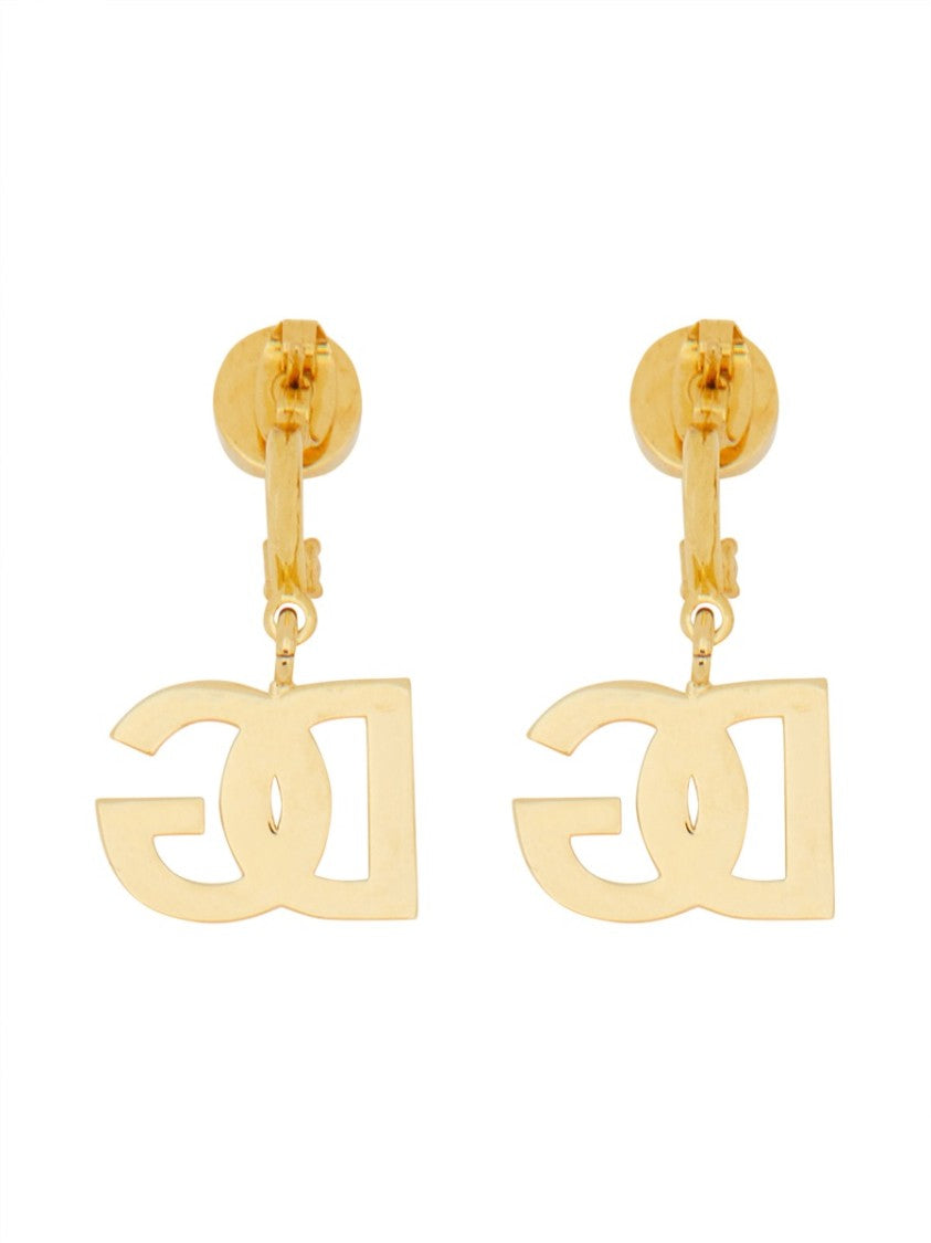 Dolce & Gabbana Orecchini Con Logo Dg E Strass
